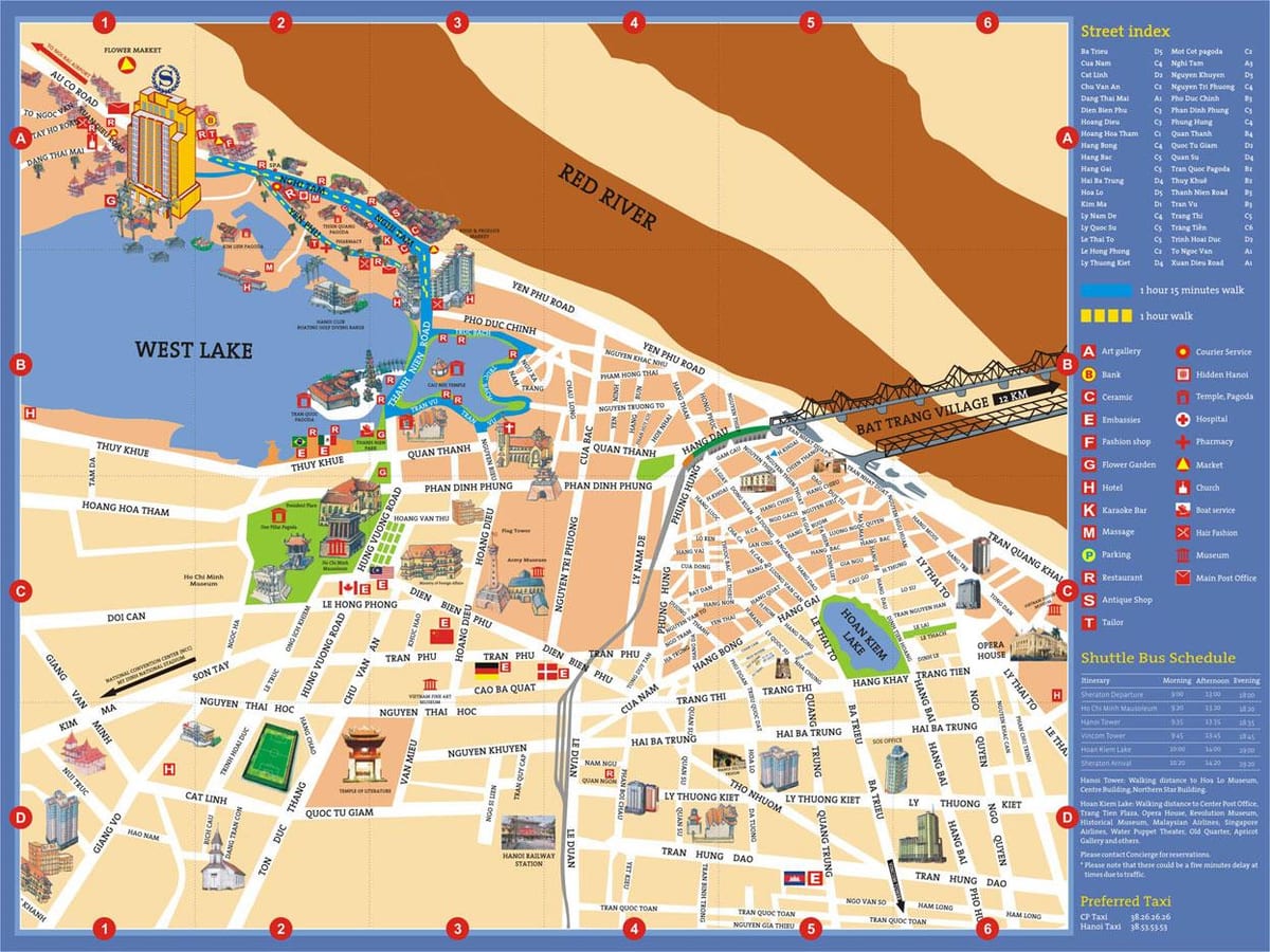 ハノイ市の観光名所の地図
