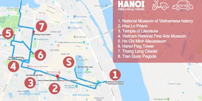 ハノイフランスの四半期を歩くツアーの地図